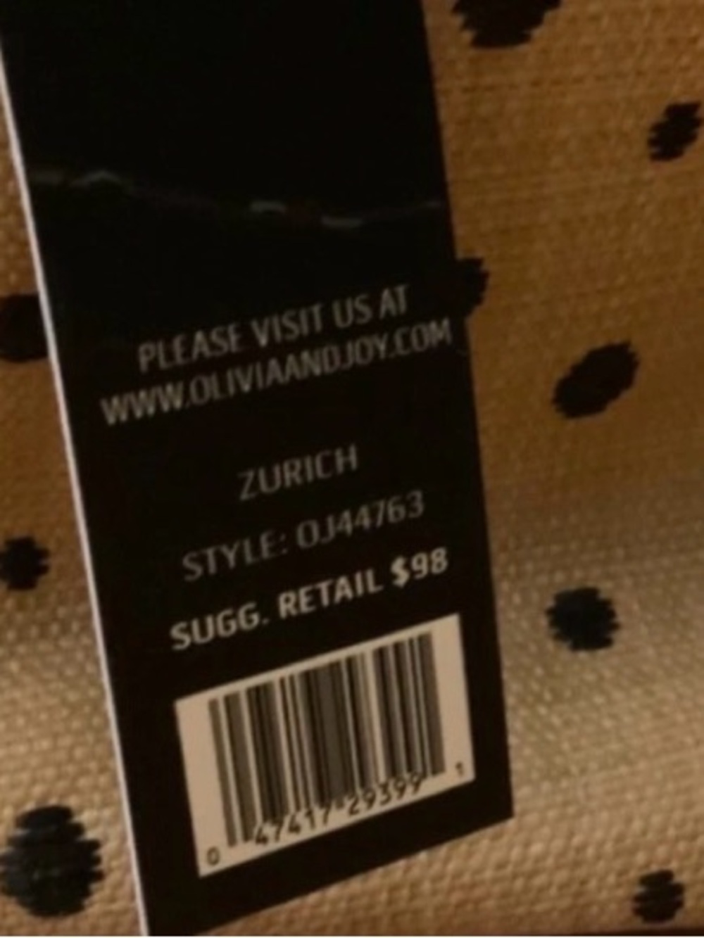 Olivia + Joy Tan Straw Tote with Black Polka Dots and Black Trim - Picture 9 of 9